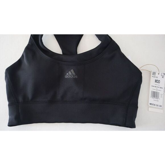 adidas HL6132 Womens Sz M 38/40 D-DD Black Running Medium-Support Pocket Bra $55 - Picture 3 of 4
